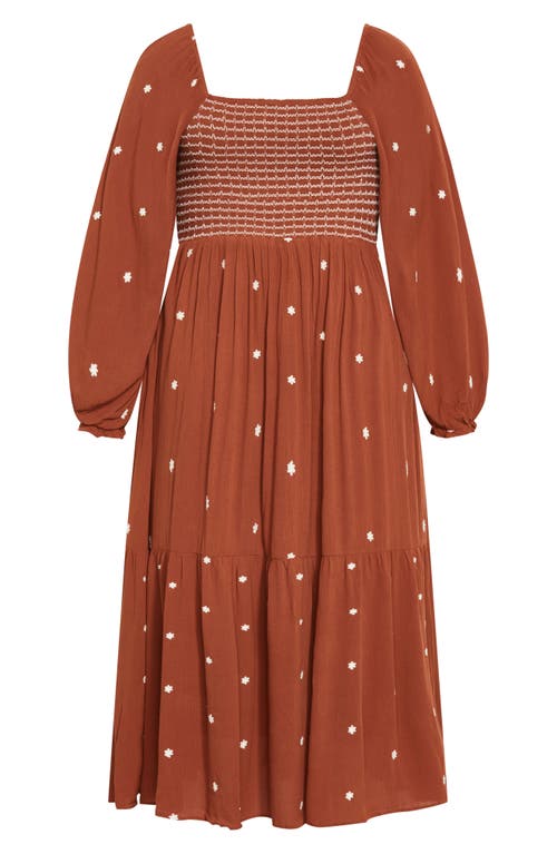 City Chic Kai Long Sleeve Maxi Dress In Brown