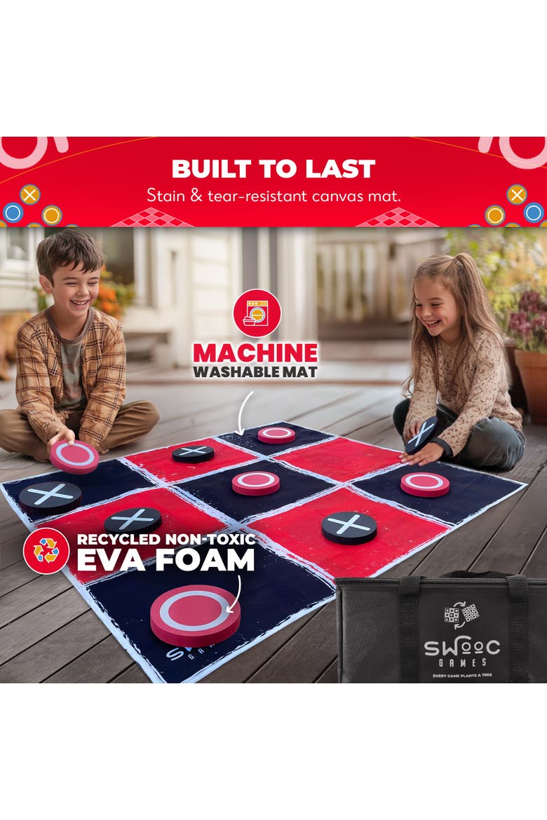 Giant Vintage Checkers & Tic Tac Toe Game, Alternate, color, Red, Black