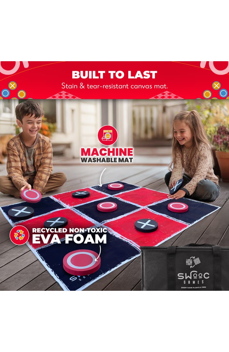 Swooc Games Giant Vintage Checkers & Tic Tac Toe Game, Alternate, color, Red, Black