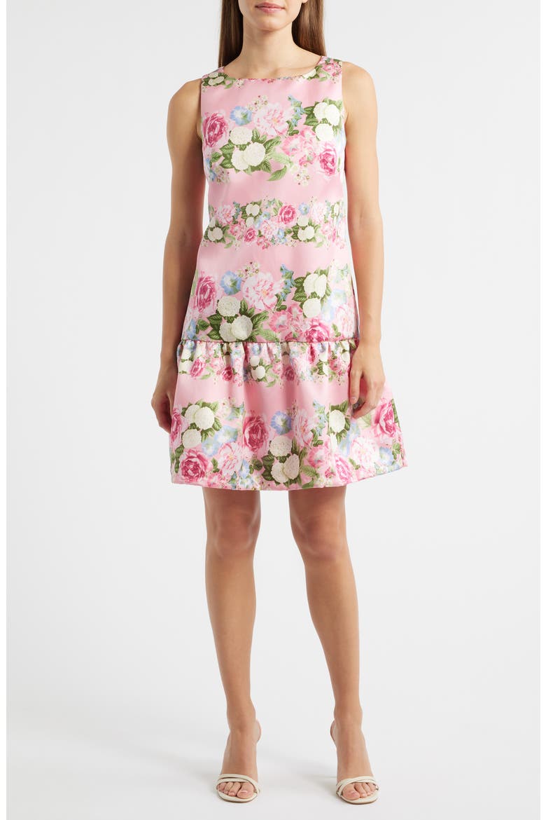 Floral Ruffle Hem Sleeveless Dress, Main, color, CARNATION PINK MULTI