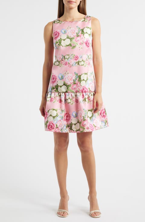 Floral Ruffle Hem Sleeveless Dress