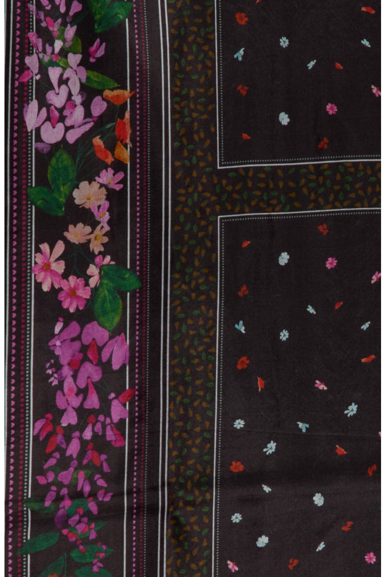 Print Silk Scarf, Alternate, color, BLACK