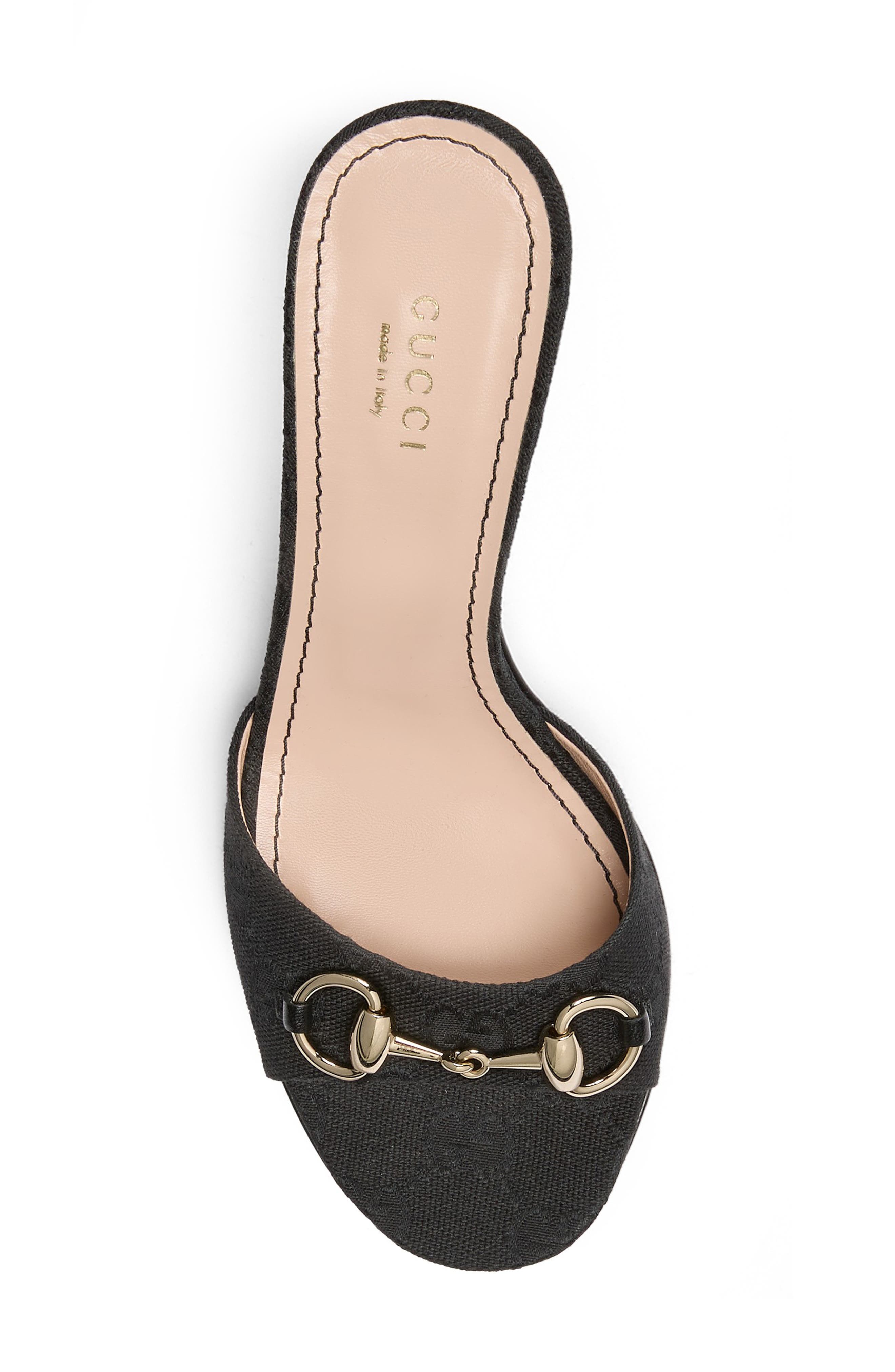 Gucci Erin Horsebit Slide Sandal, Alternate, color, Black