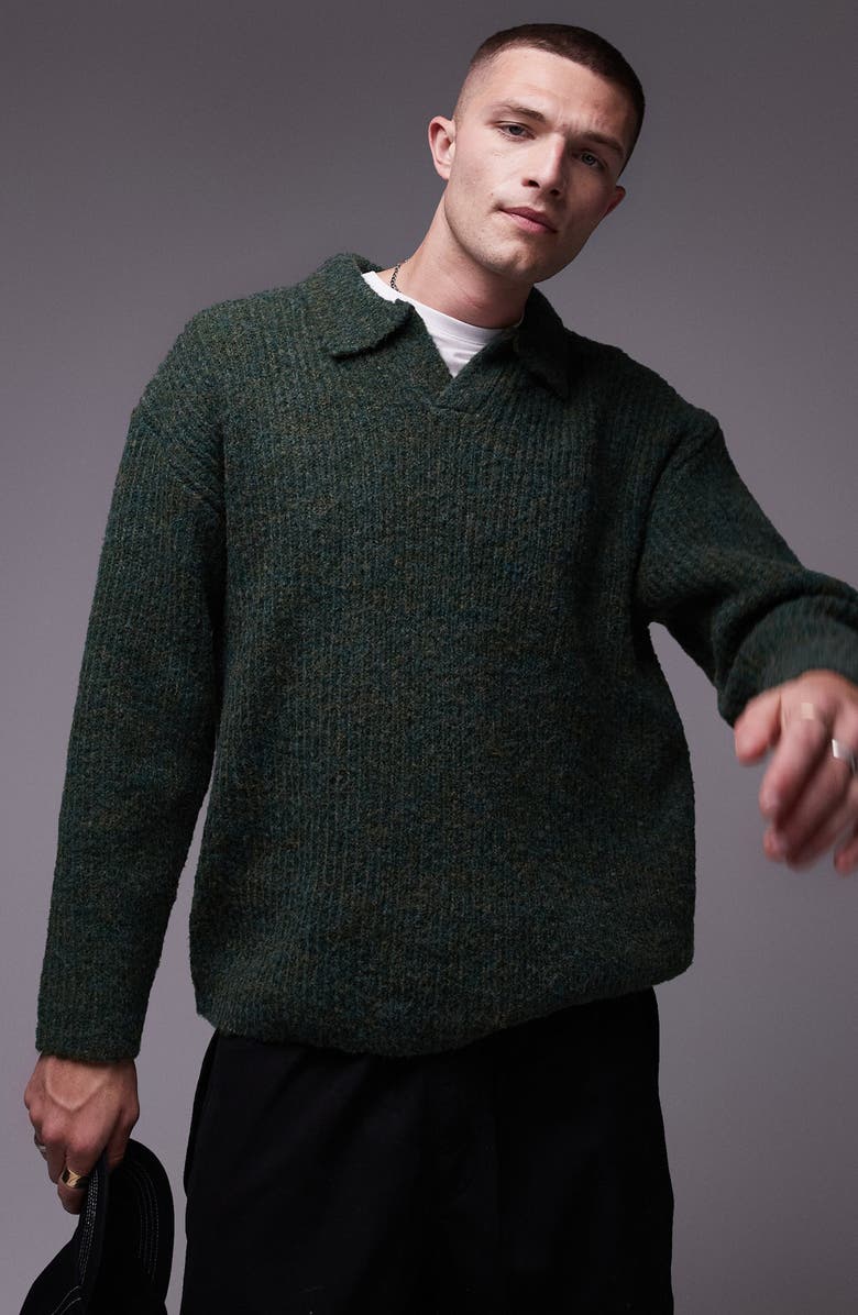Topman Relaxed Fit Collar Rib Sweater, Main, color, 