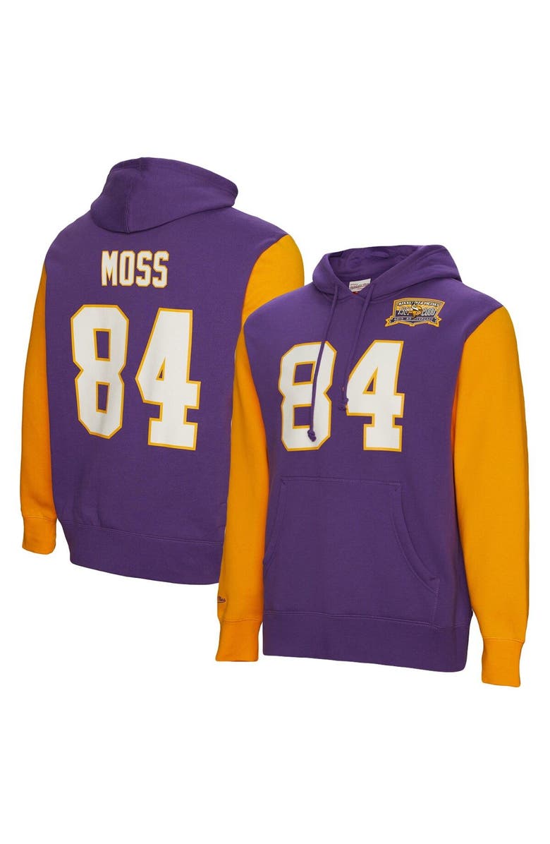 Mitchell & Ness Men's Mitchell & Ness Randy Moss Purple Minnesota Vikings Retired Player Name & Number Pullover Hoodie, Main, color, Purple