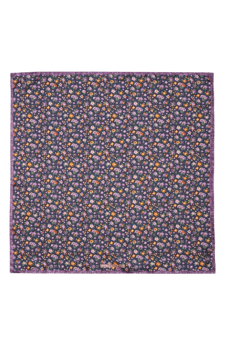 Nordstrom Floral Silk Pocket Square, Alternate, color, Navy- Purple