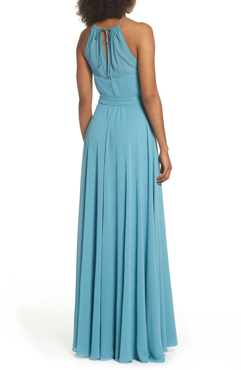 Amsale Kyra Chiffon Halter Gown, Alternate, color,