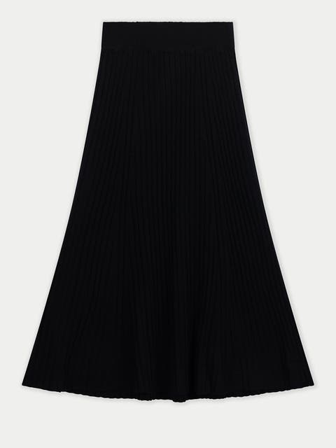 Calf-Length Cashmere Knit Skirt