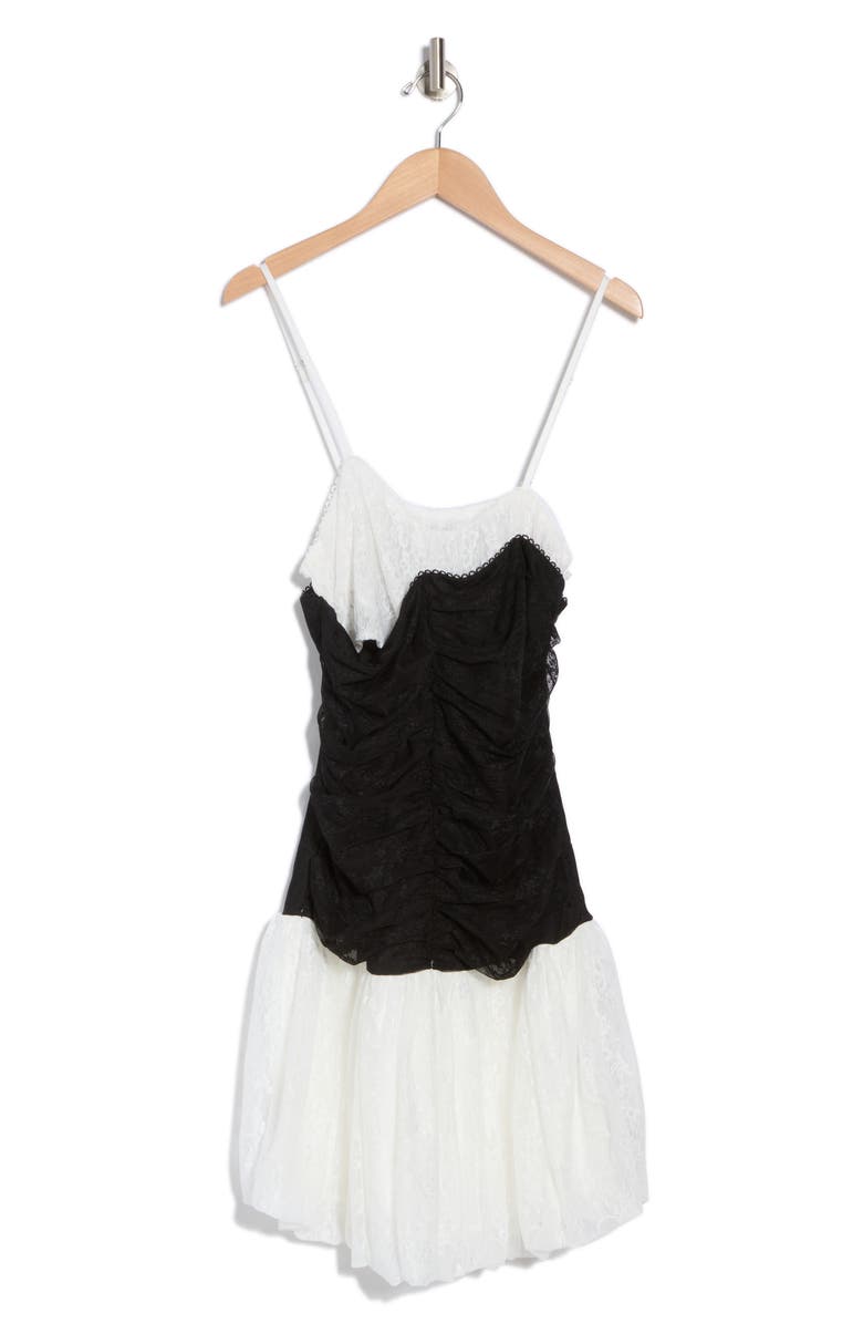 Lush Two Tone Lace Bubble Hem Minidress, Alternate, color,