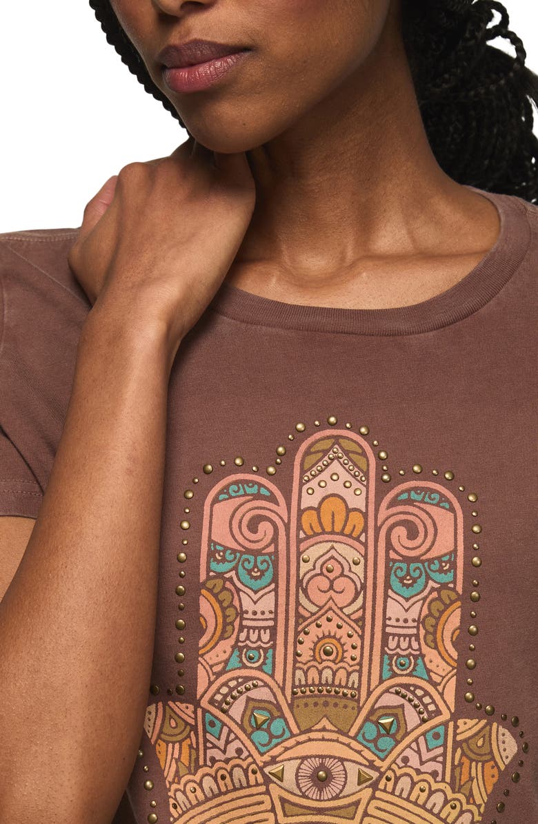 Lucky Brand Embellished Hamsa Crewneck T-Shirt, Alternate, color, Brown Stone