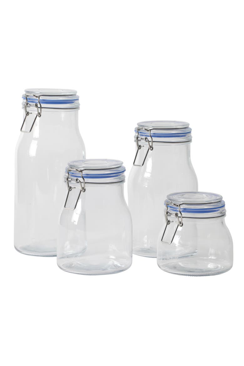 Lyon Court 4-Piece Glass Canister Set with Airtight Trigger Clamp Lids, Alternate, color, Cear