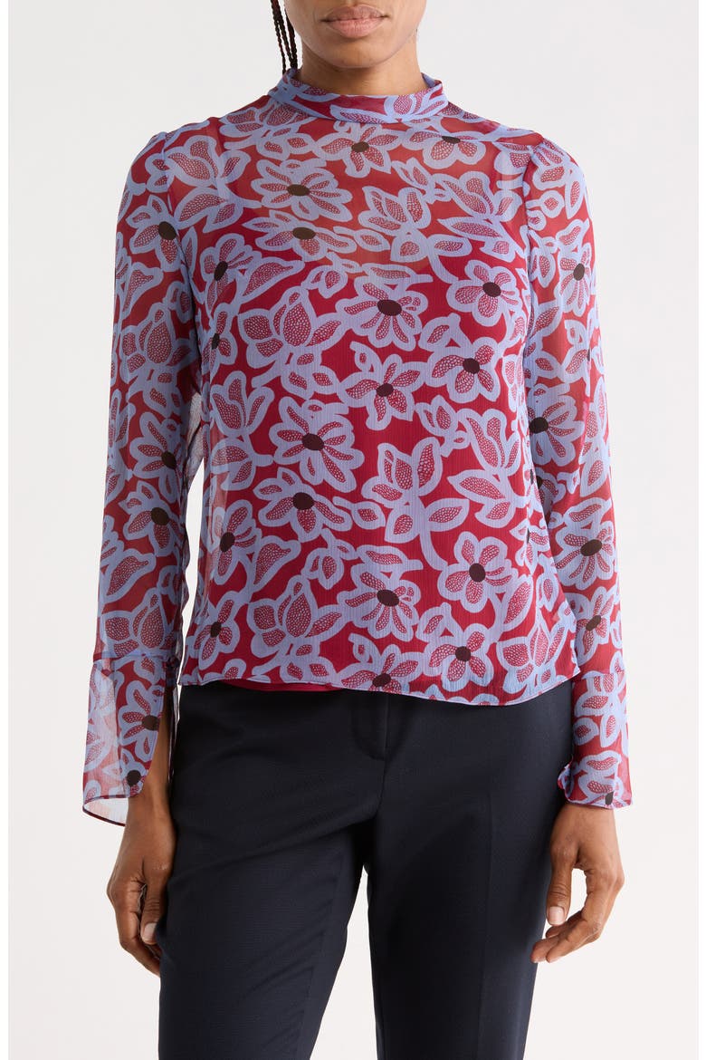 Vera Fleur Silk Top, Main, color, VERA FLEUR CHERRY COMBO