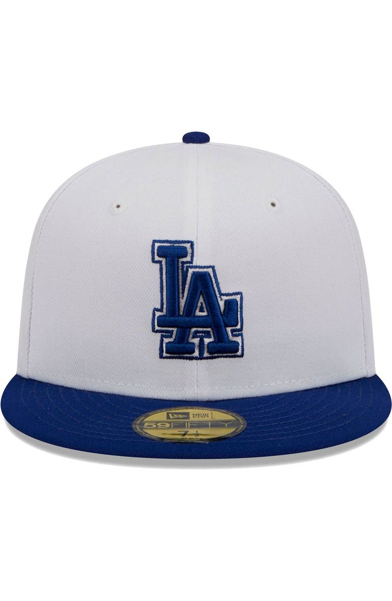 New Era Men's New Era White/Royal Los Angeles Dodgers Optic 59FIFTY Fitted Hat, Alternate, color, White