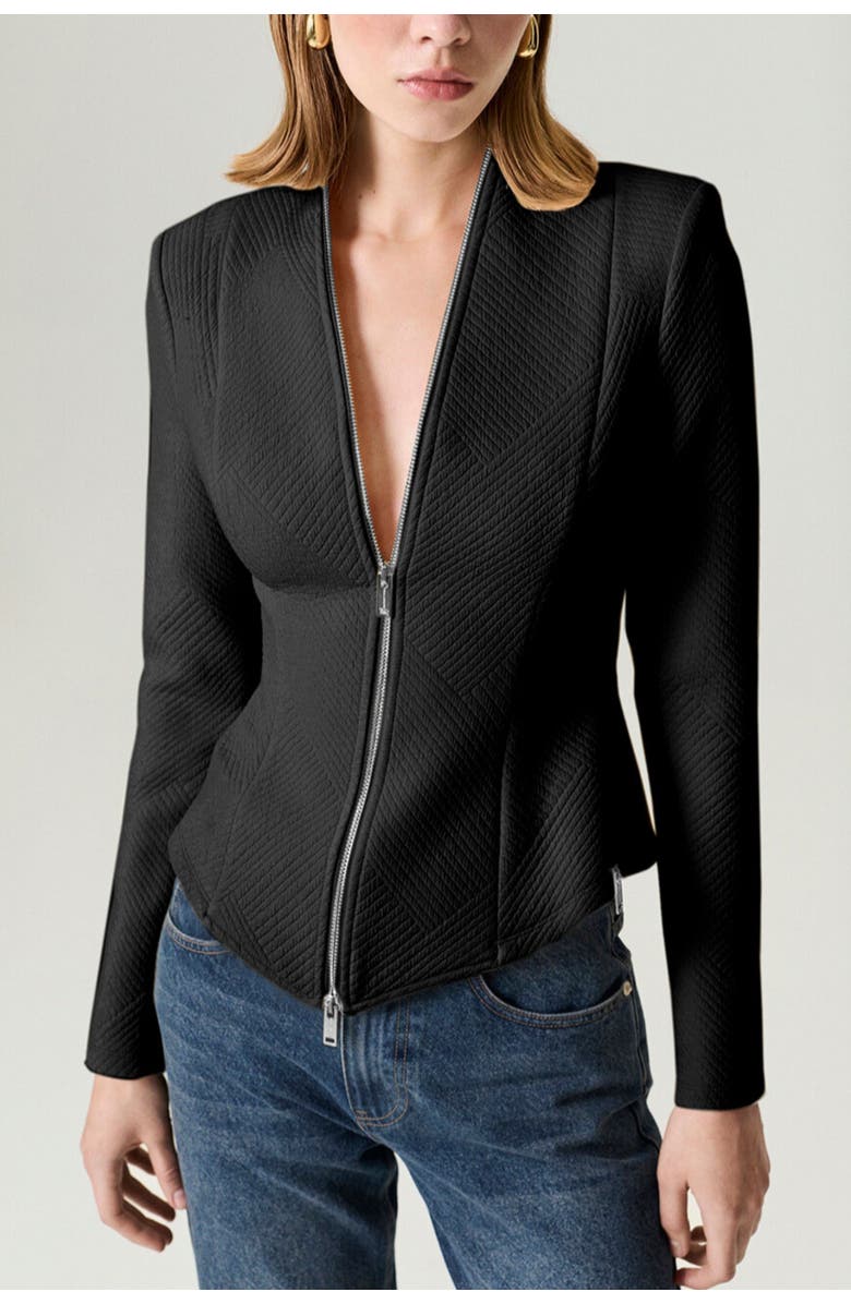 Nocturne Zippered Blouse, Main, color, Black