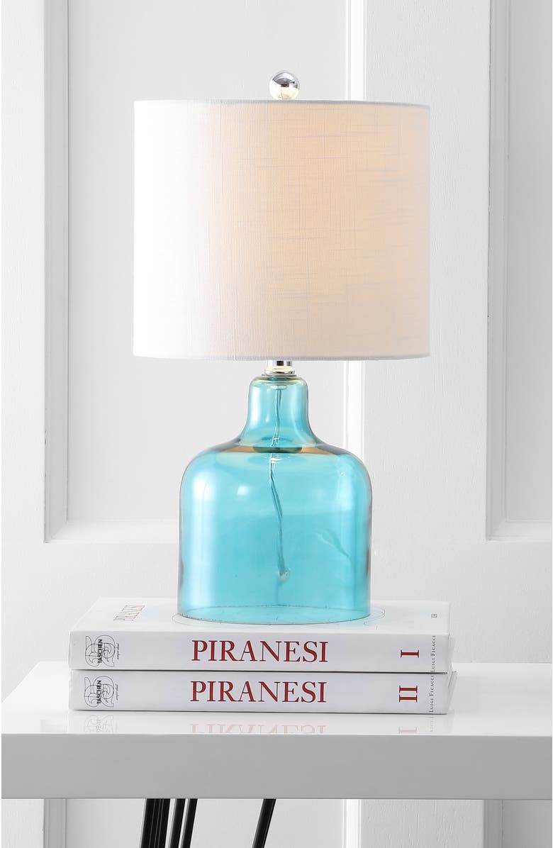 JONATHAN Y Gemma Glass Bell LED Table Lamp, Alternate, color, Moroccan Blue
