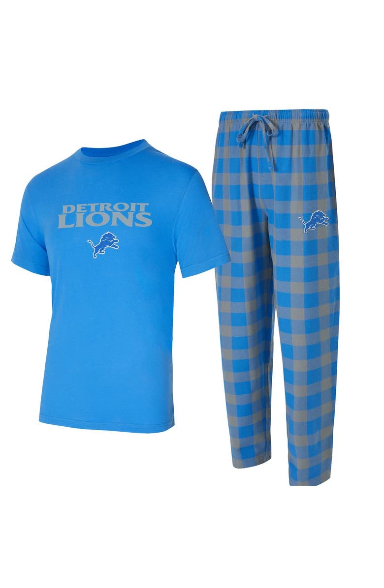 CONCEPTS SPORT Men's Concepts Sport Blue/Silver Detroit Lions Avondale T-Shirt & Flannel Pants Set, Main, color, Blue