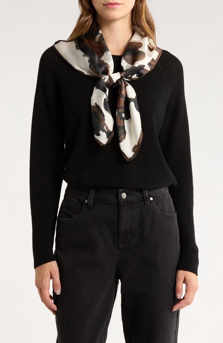 Steve Madden Classic Animal Print Satin Square Scarf, Main, color, 