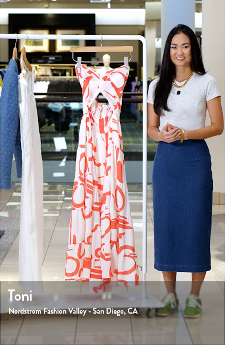 Sitara Print Cutout Strapless Dress, sales video thumbnail