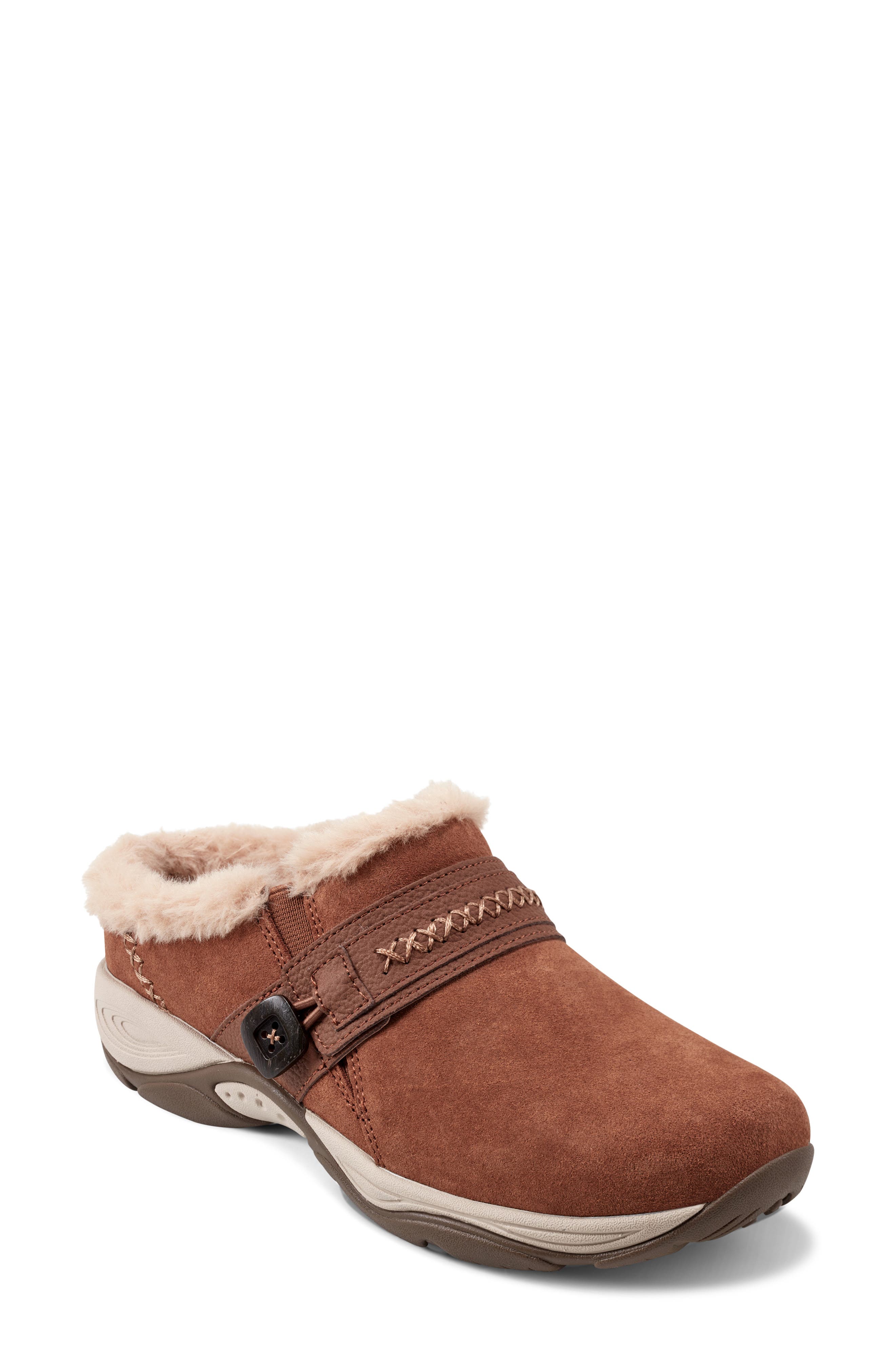 Easy Spirit Elinn Faux Shearling Mule, Main, color, Medium Brown