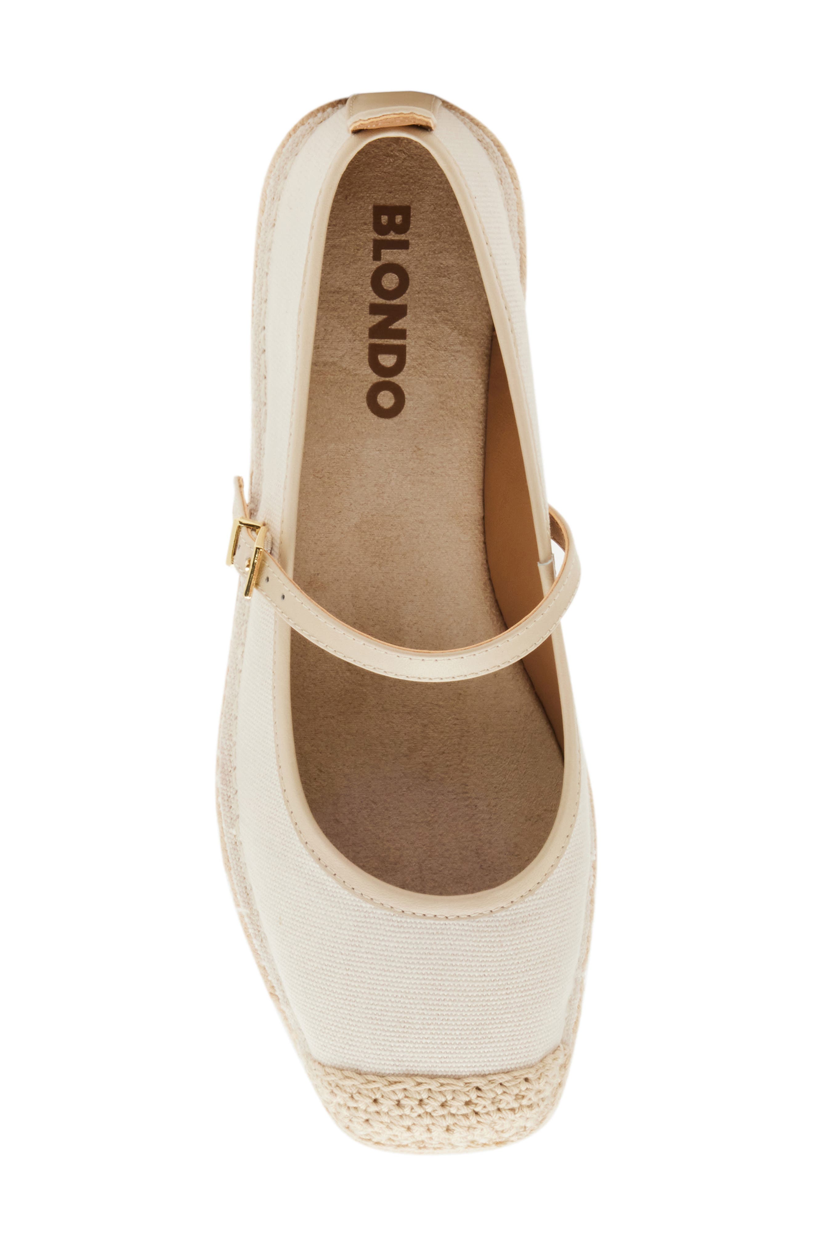 Blondo Hanah Waterproof Espadrille Mary Jane Flat, Alternate, color, Bone Fabric