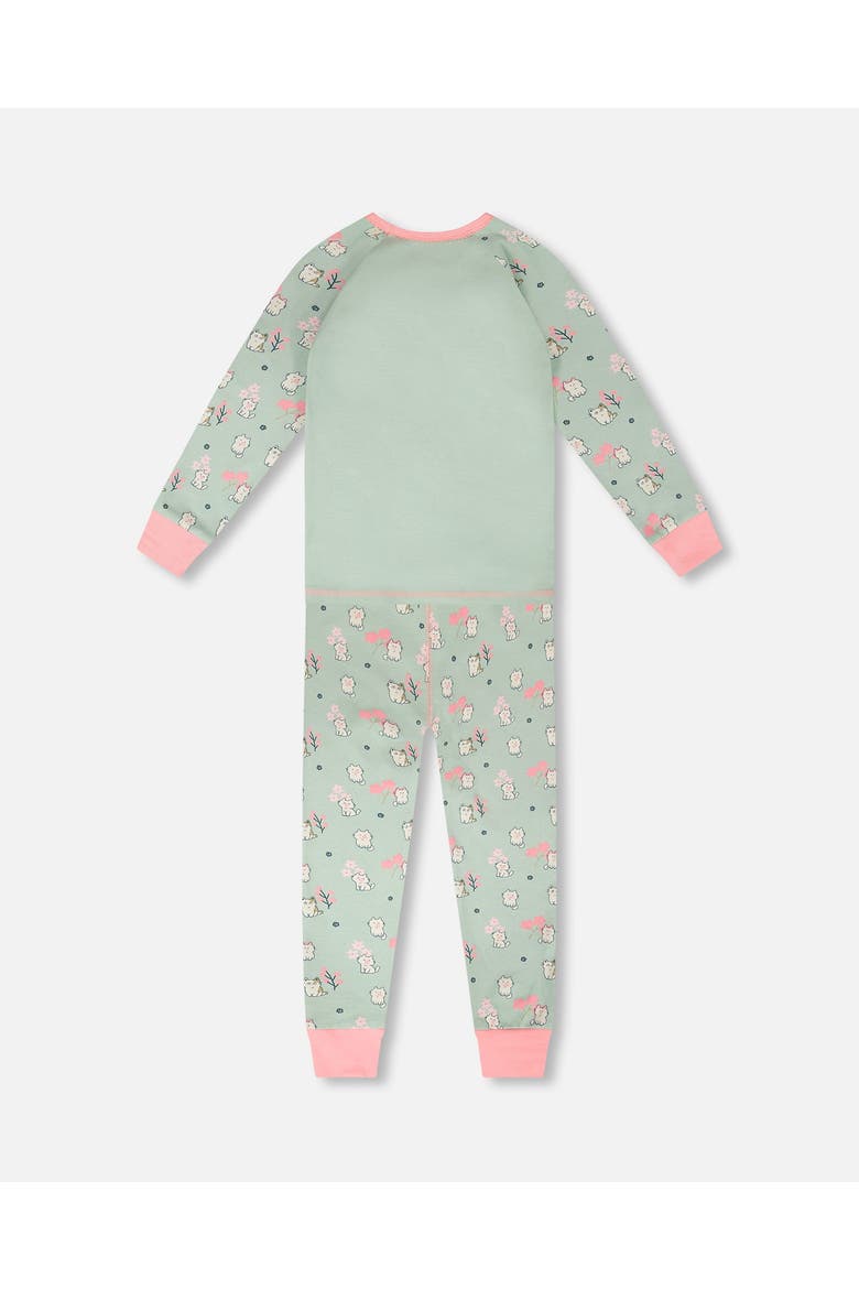 Organic Cotton Kitten Two-Piece Pyjama Set, Alternate, color, Green Kitten Print