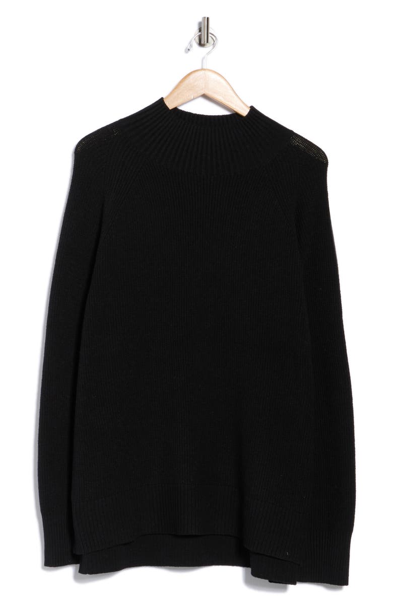 NORDSTROM RACK Mock Neck Raglan Sleeve Sweater, Alternate, color, Black