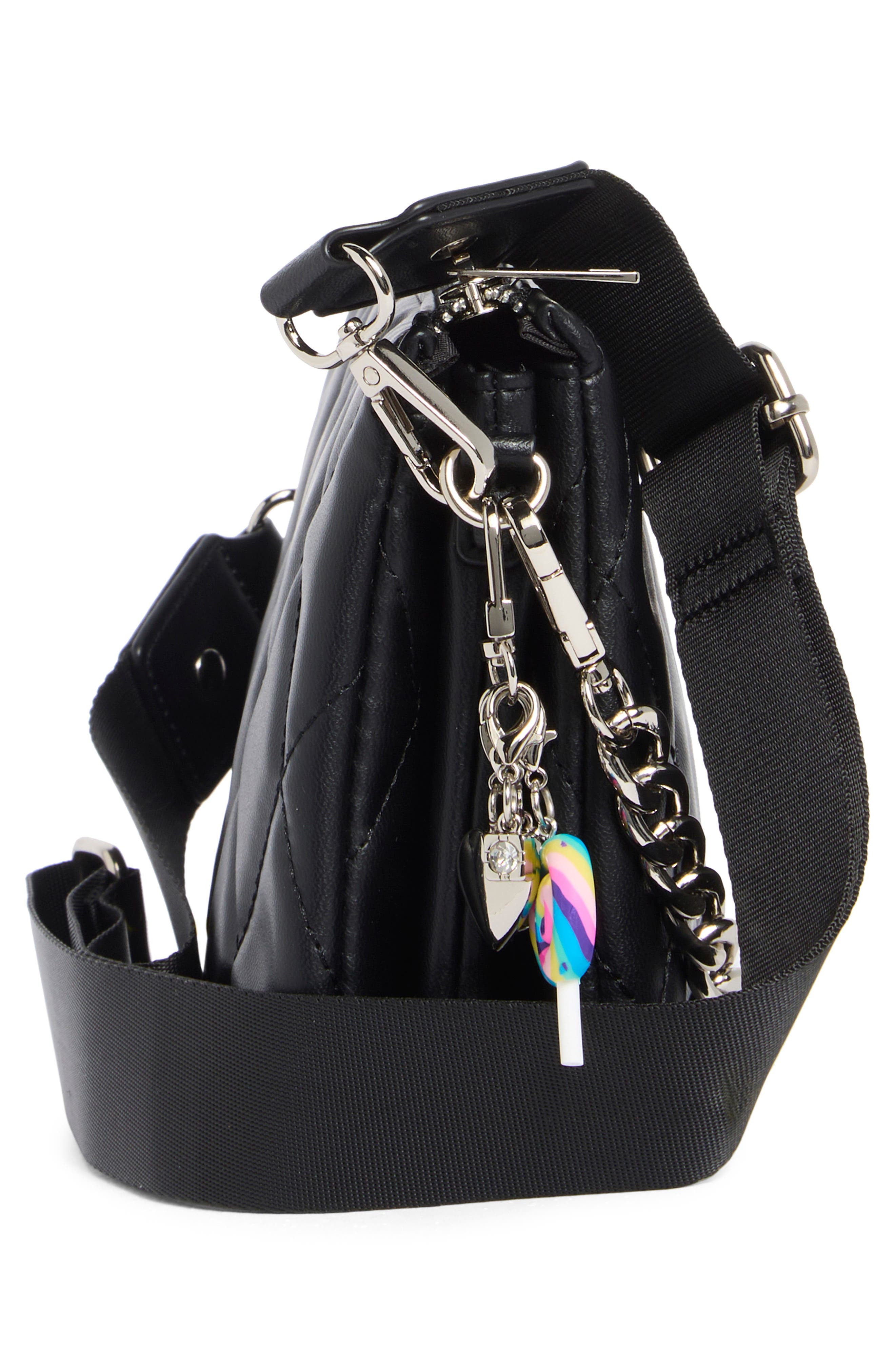 Madden Girl Modular Diamond Quilted Crossbody Bag, Alternate, color, Black