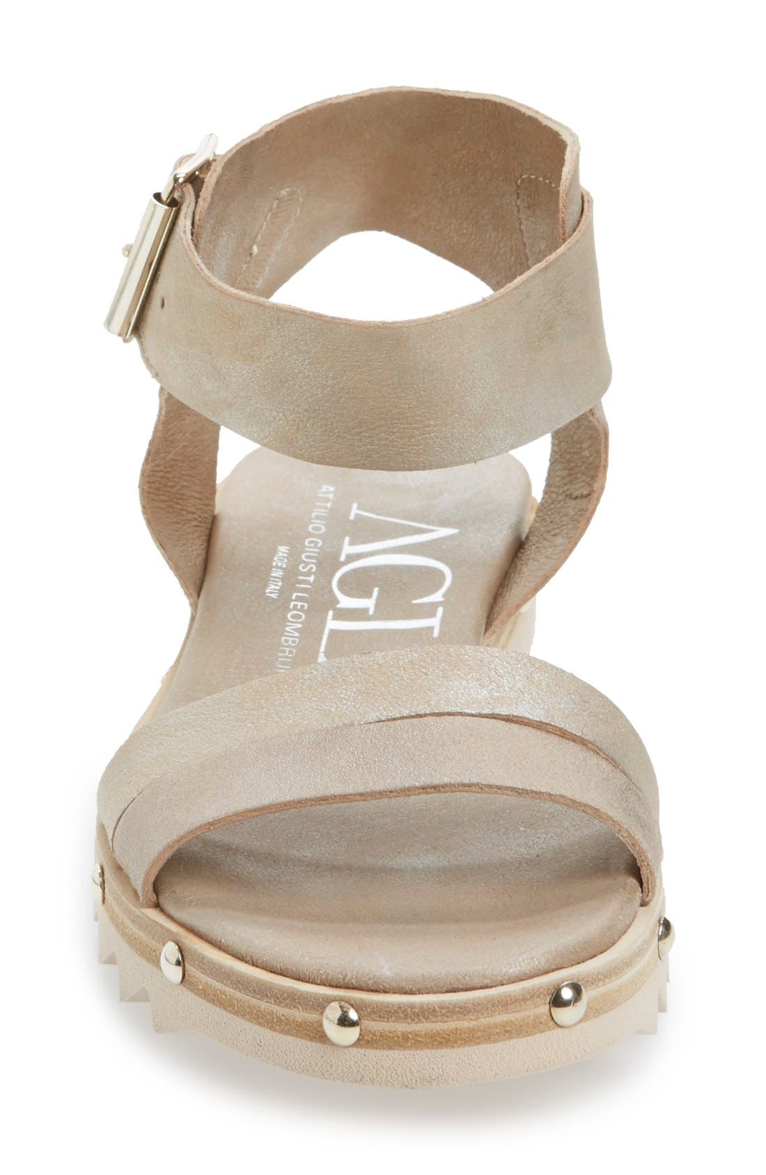 Studded Leather Sandal, Alternate, color, BRONZO