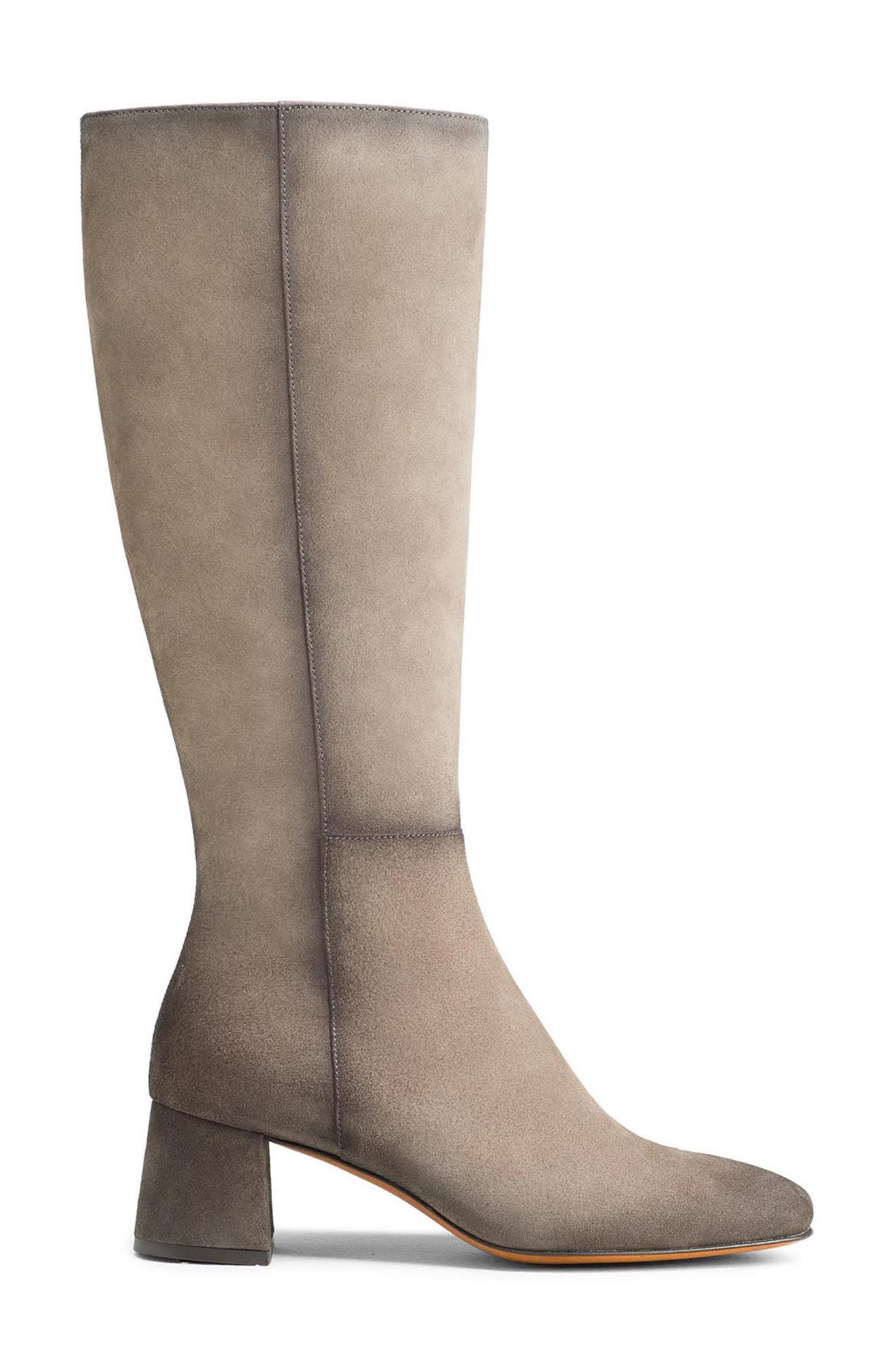 Magnanni Loni Block Heel Boot, Alternate, color, Grey Suede