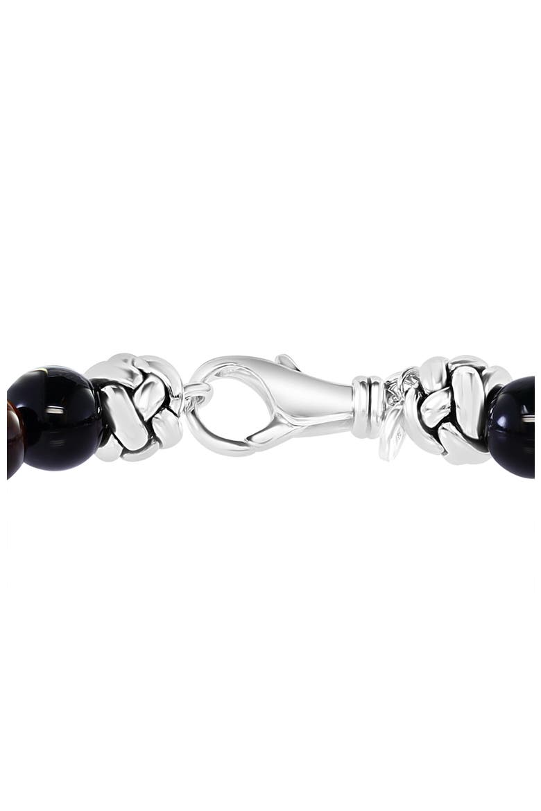 925 Sterling Silver Midnight Luxe Tiger Eye & Onyx Beaded Bracelet, Alternate, color, Black