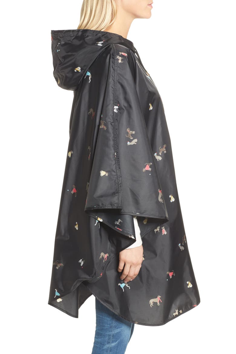 Right as Rain Print Packable Hooded Poncho, Alternate, color, BLACK CHIC DOGS