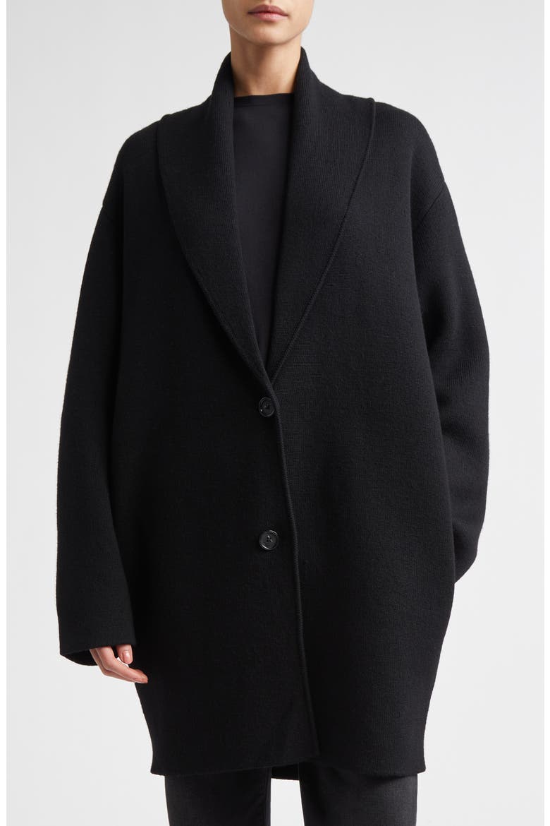Belted Shawl Collar Wool Cardigan, Main, color, BLACK