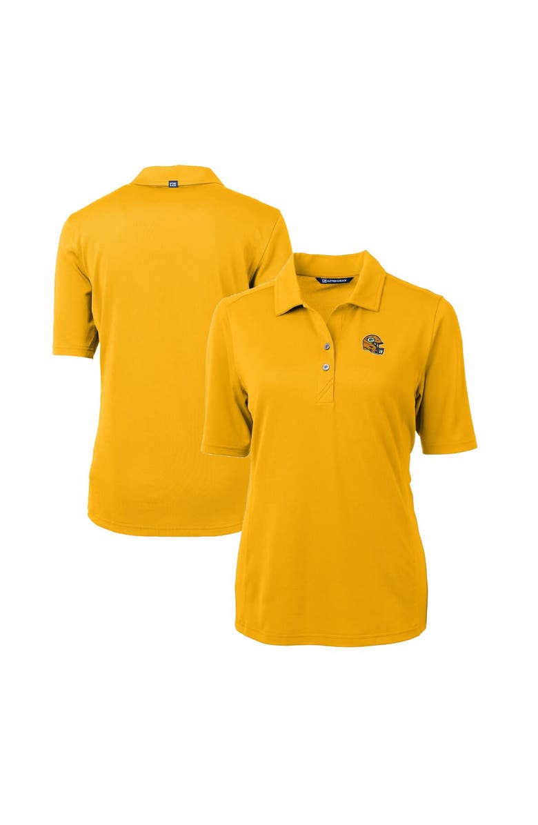 Cutter & Buck Women's Cutter & Buck  Gold Green Bay Packers Helmet Logo DryTec Virtue Eco Pique Recycled Polo, Main, color, 