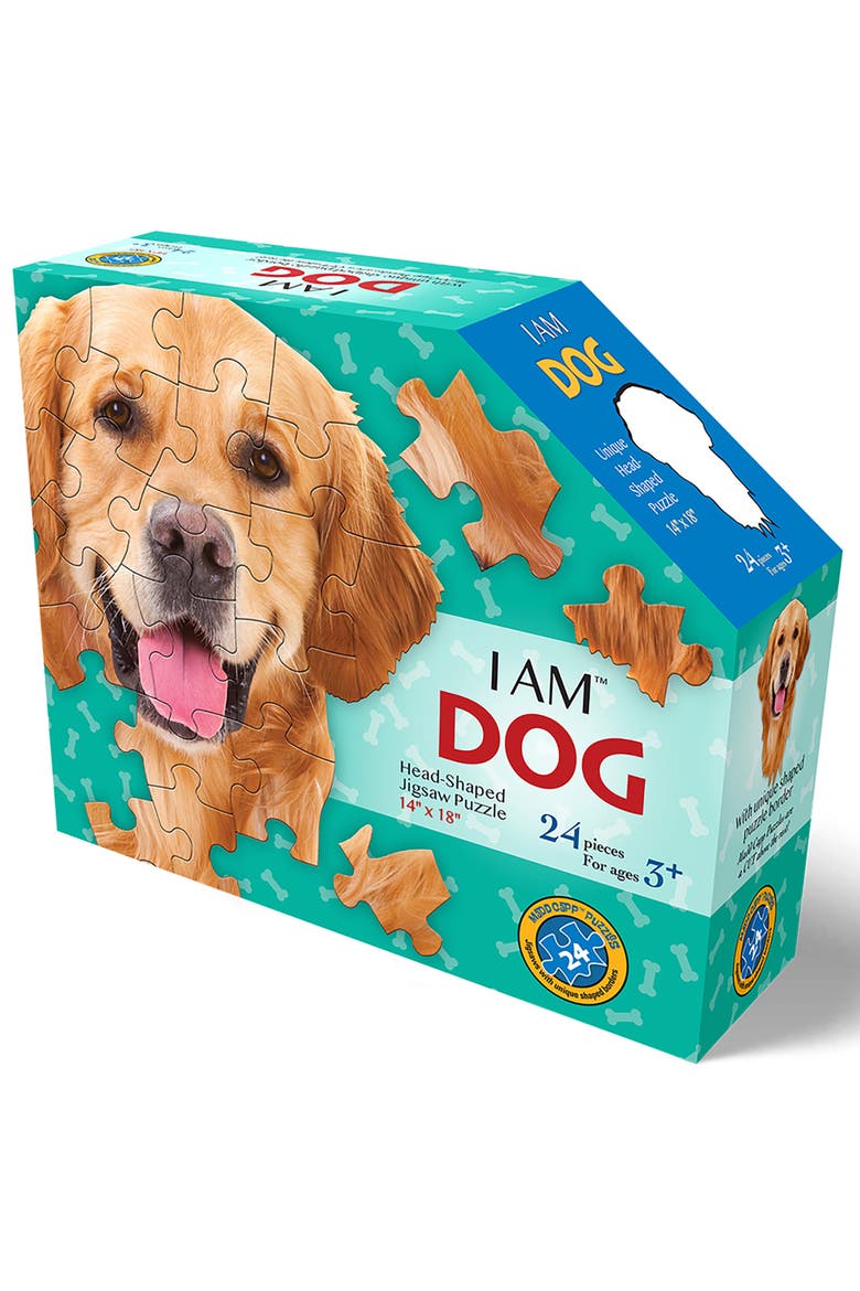 I Am Dog 24Piece Puzzle, Animal Headshaped Jigsaw, 14X18" Size, Alternate, color, Multicolored