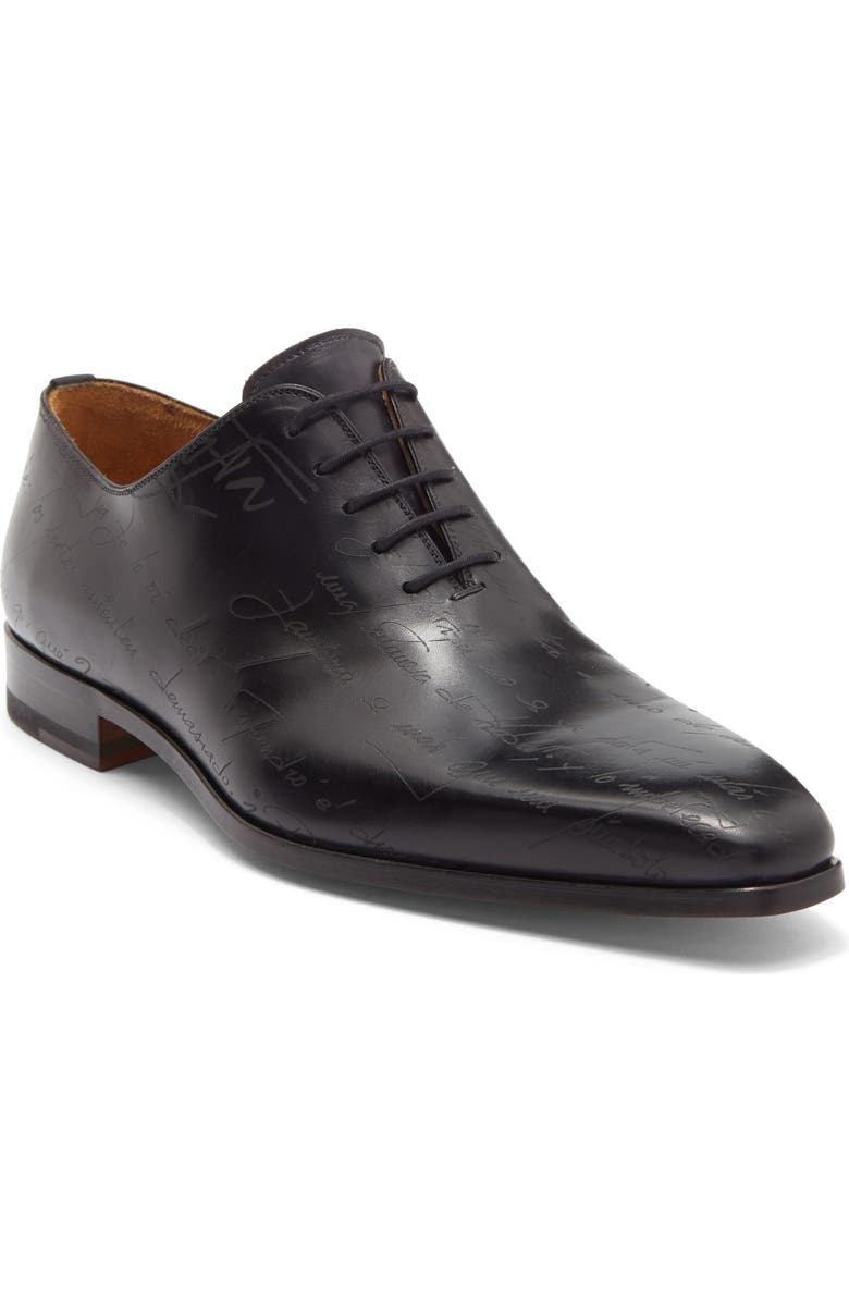 Magnanni Script Plain Toe Oxford, Main, color, Black