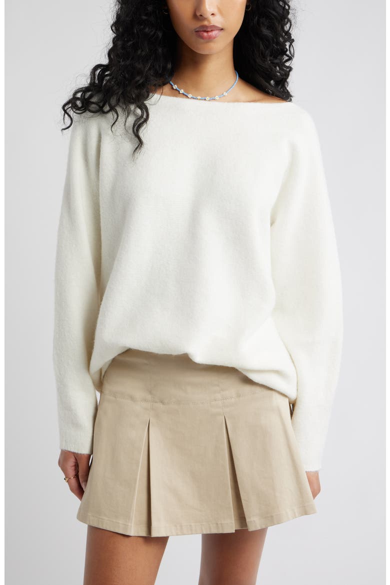 Lofty Boat Neck Oversize Sweater, Main, color, IVORY