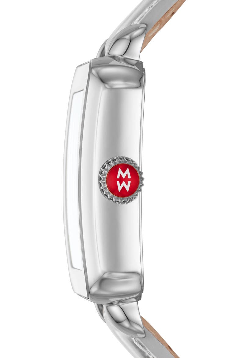 Deco Topaz Sport High Shine Watch Head & Metallic Leather Strap, 34mm x 36mm, Alternate, color, SILVER