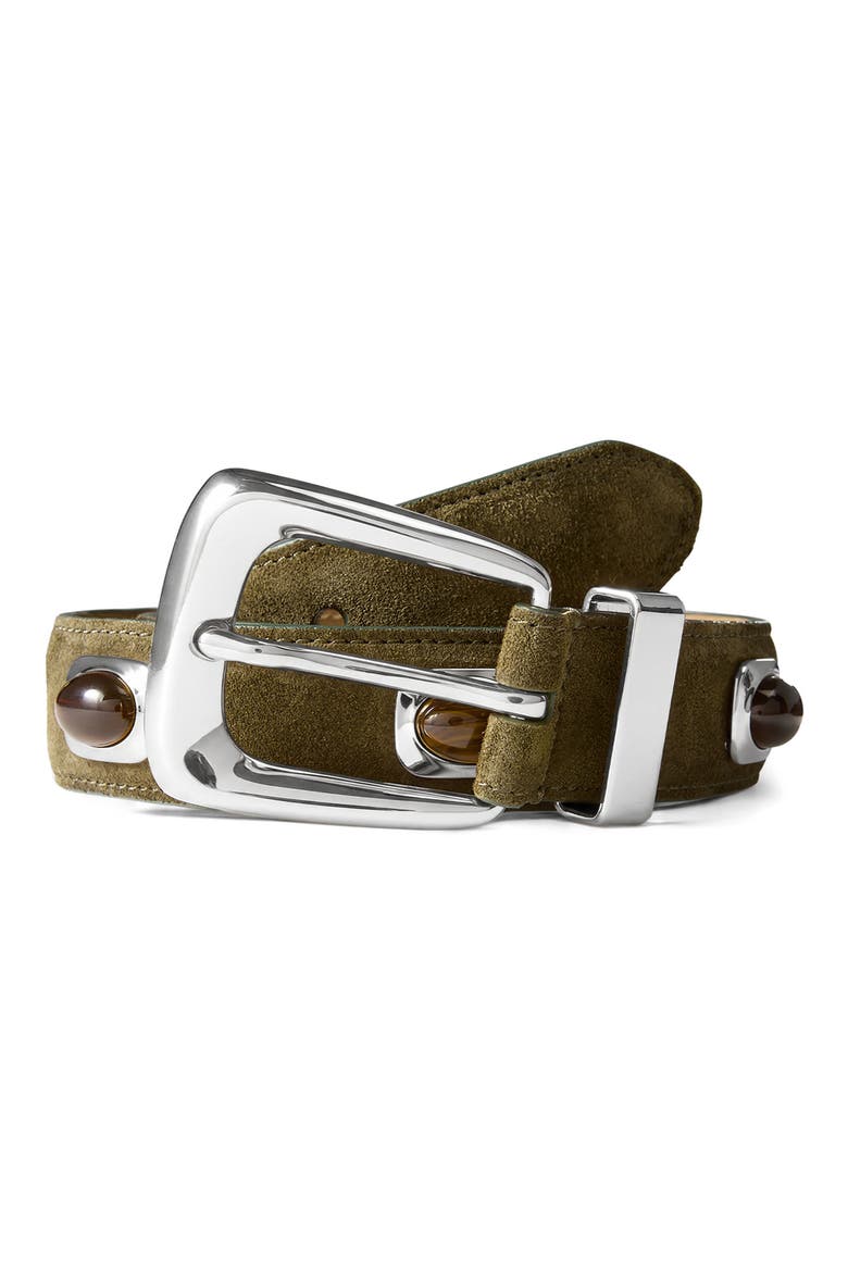 Stone Embellished Suede Belt, Alternate, color, CYPRESS SILVER