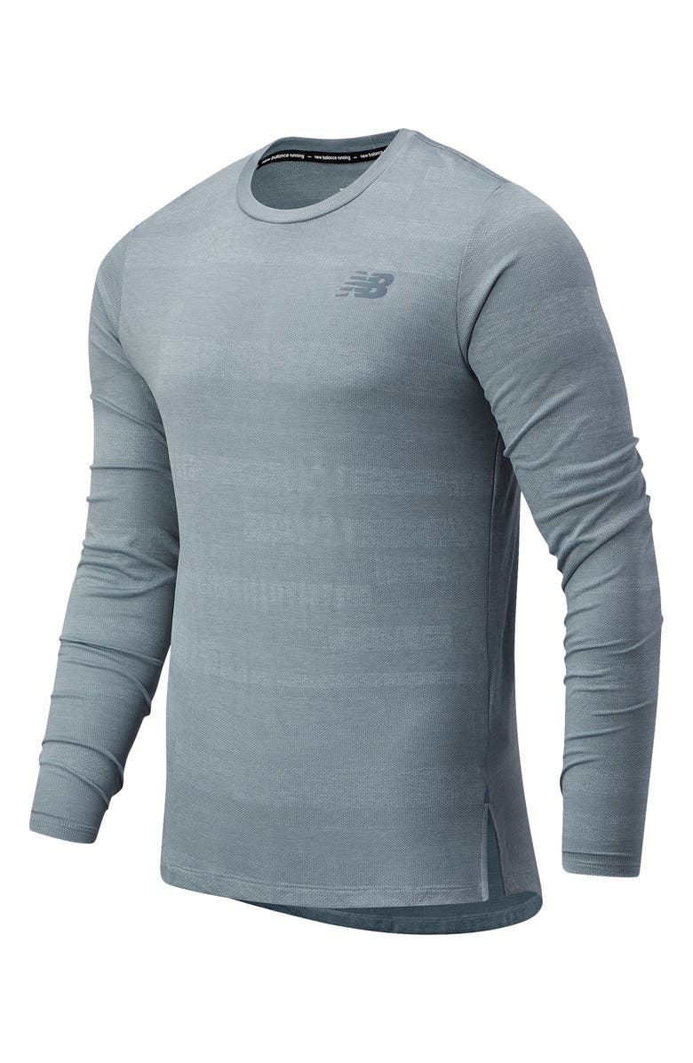 New Balance Q Speed Fuel Jacquard Performance Long Sleeve T-Shirt, Main, color, 