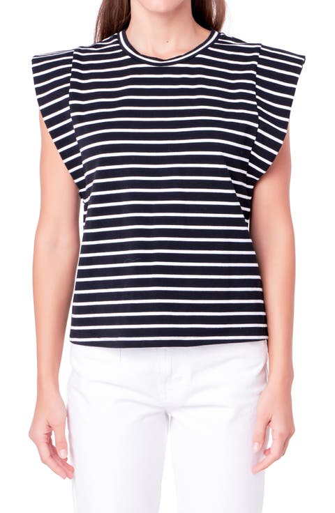 Stripe Extended Shoulder T-Shirt