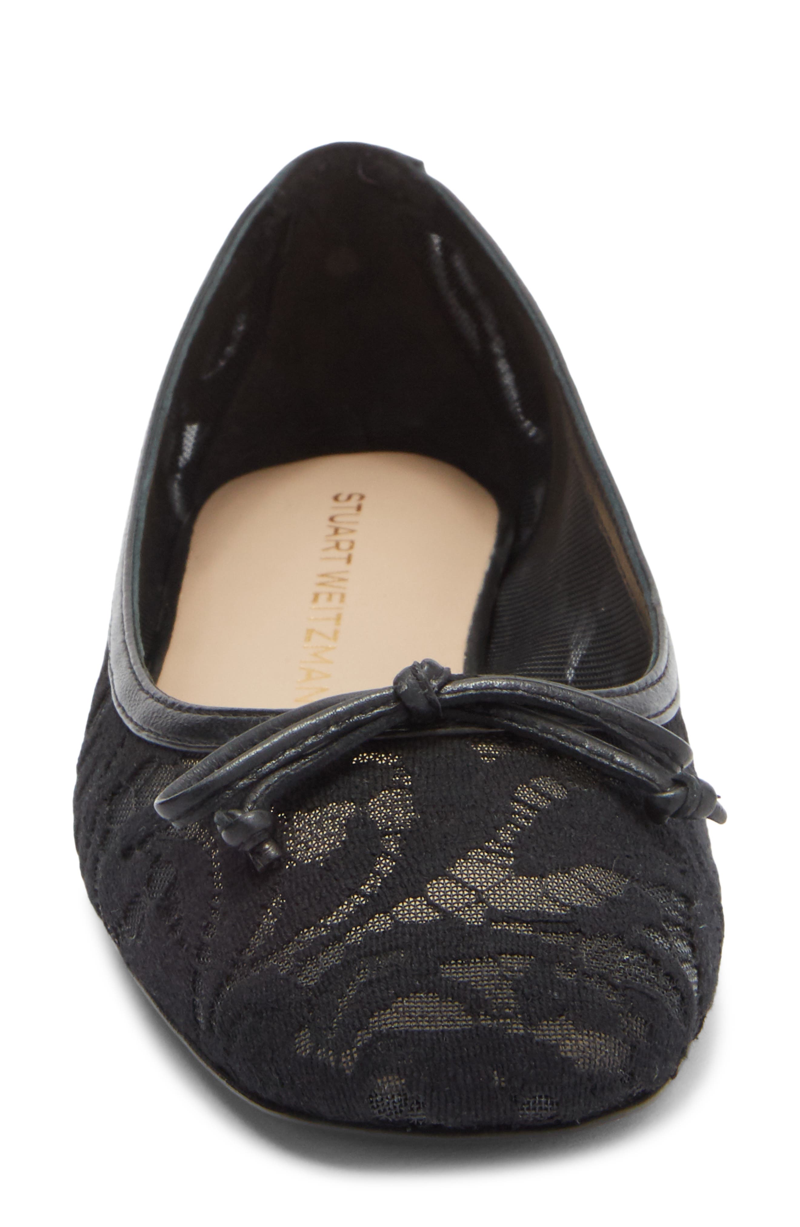 Stuart Weitzman Arabella Lace Ballet Flat, Alternate, color, Black