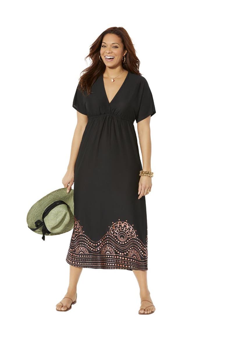 Kate V Neck Cover Up Maxi Dress, Main, color, Black