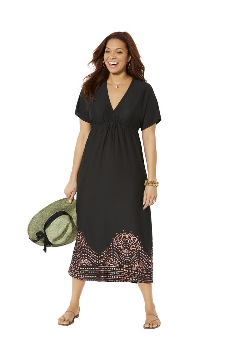 Swimsuits for All Kate V-Neck Cover Up Maxi Dress, Main, color, Black