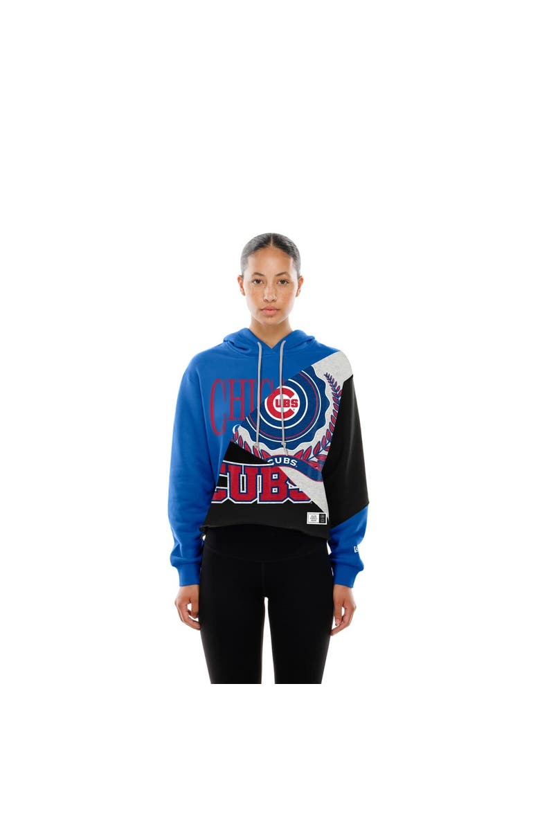New Era Women's New Era  Chicago Cubs Upcycled Color Block Cropped Boxy Hoodie, Alternate, color, Blue