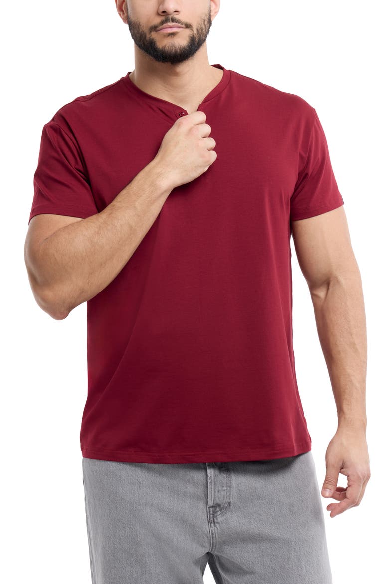 Short Sleeve Henley, Alternate, color, CRANBERRY