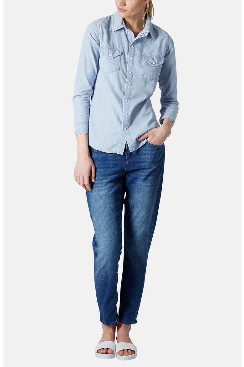 Chambray Western Shirt, Alternate, color, LIGHT DENIM