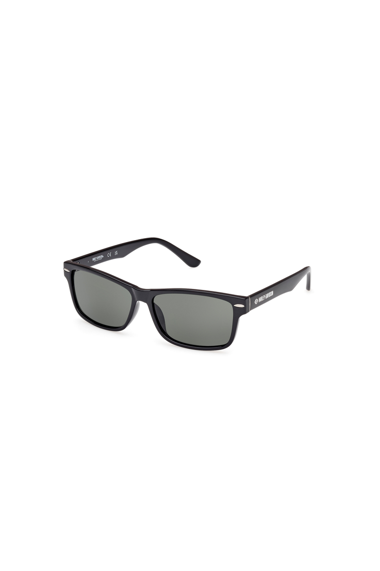 Rounded Rectangular Acetate Sunglasses, Main, color, Shiny Black / Green