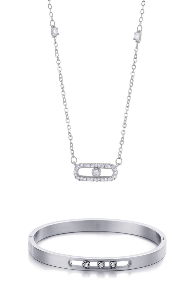 Crystal Bracelet & Necklace Set, Main, color, SILVER