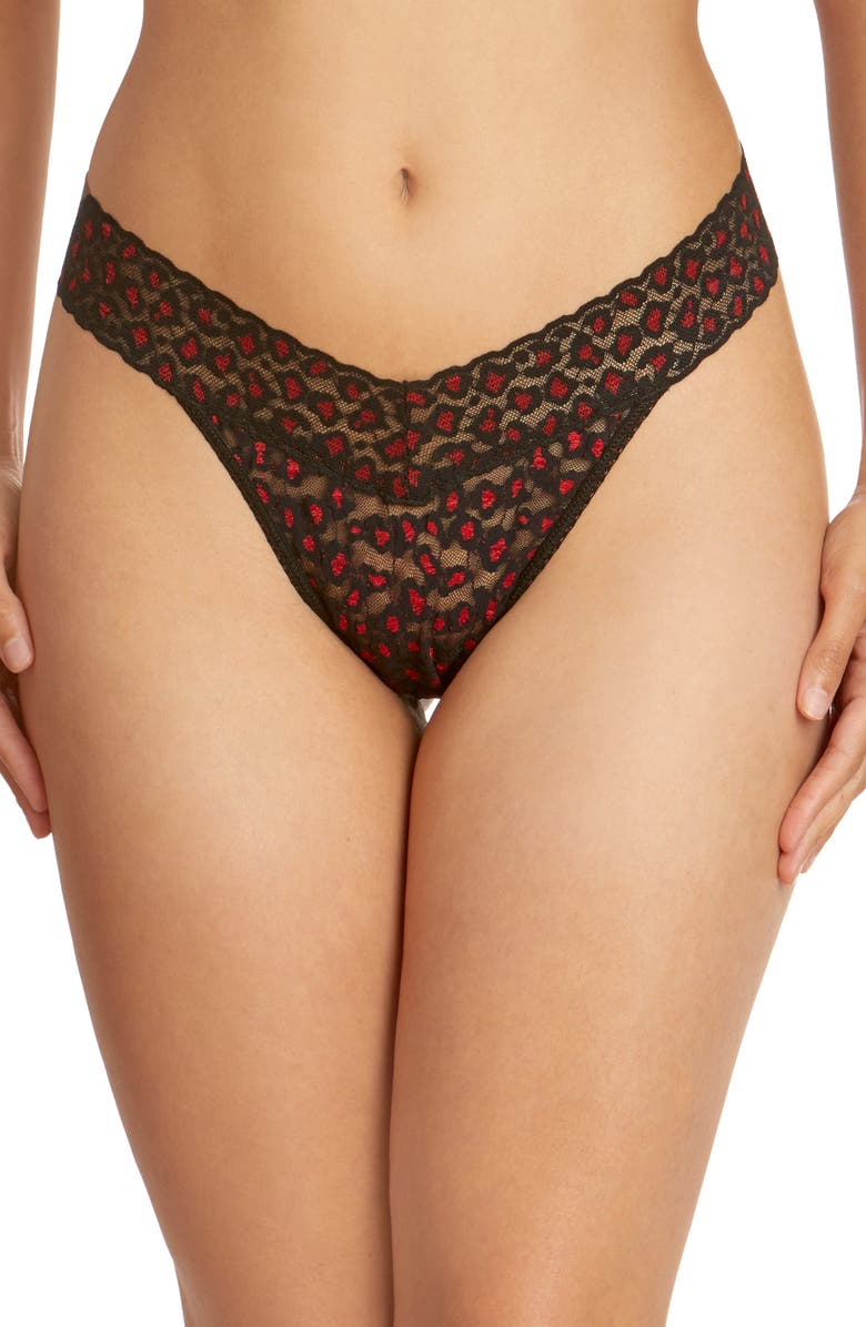 Hanky Panky Cross Dye Leopard Original Rise Thong, Main, color, 