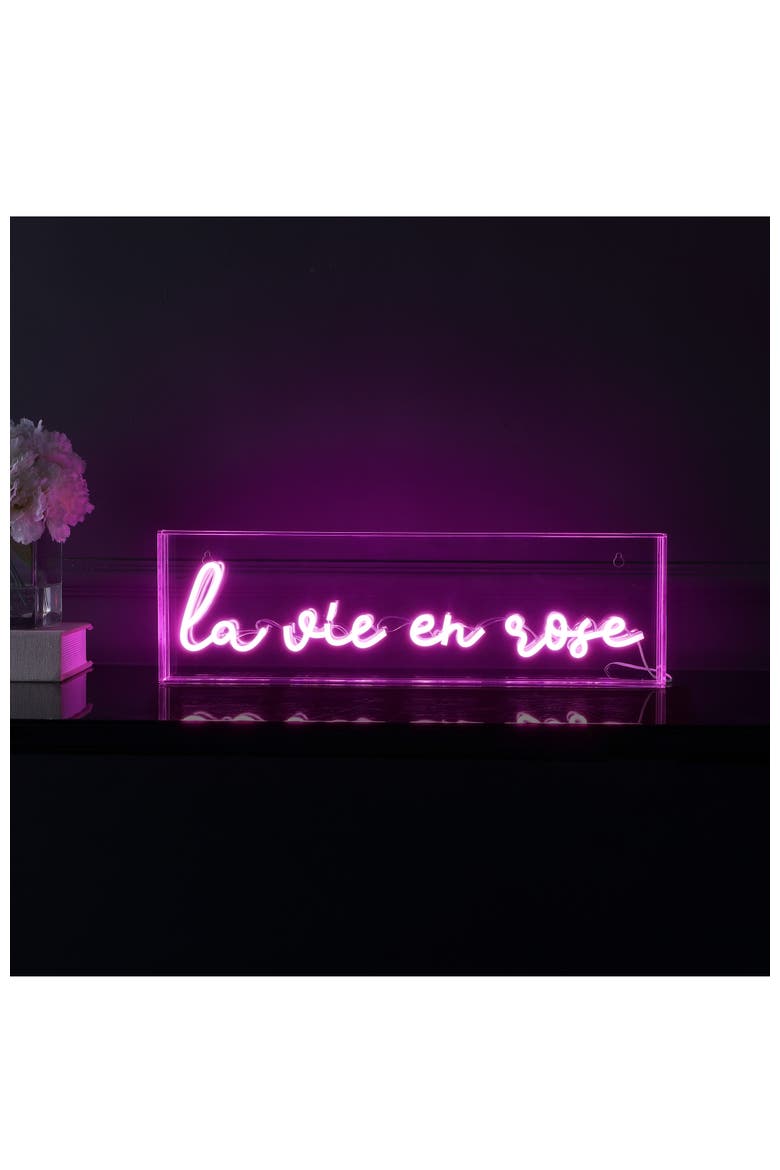 La Vie En Rose Contemporary Glam Acrylic Box USB Operated LED Neon Light, Alternate, color, Pink